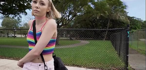  INSANELY cute teen Athena May gets fucked in the bus PART 1